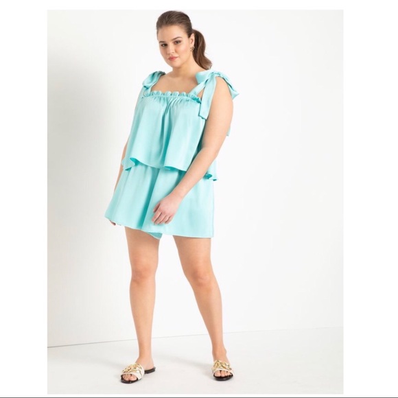 ELOQUII Tie Shoulder Cami & Swing Shorts Set Size 14/16 - Gently Worn - Picture 1 of 6